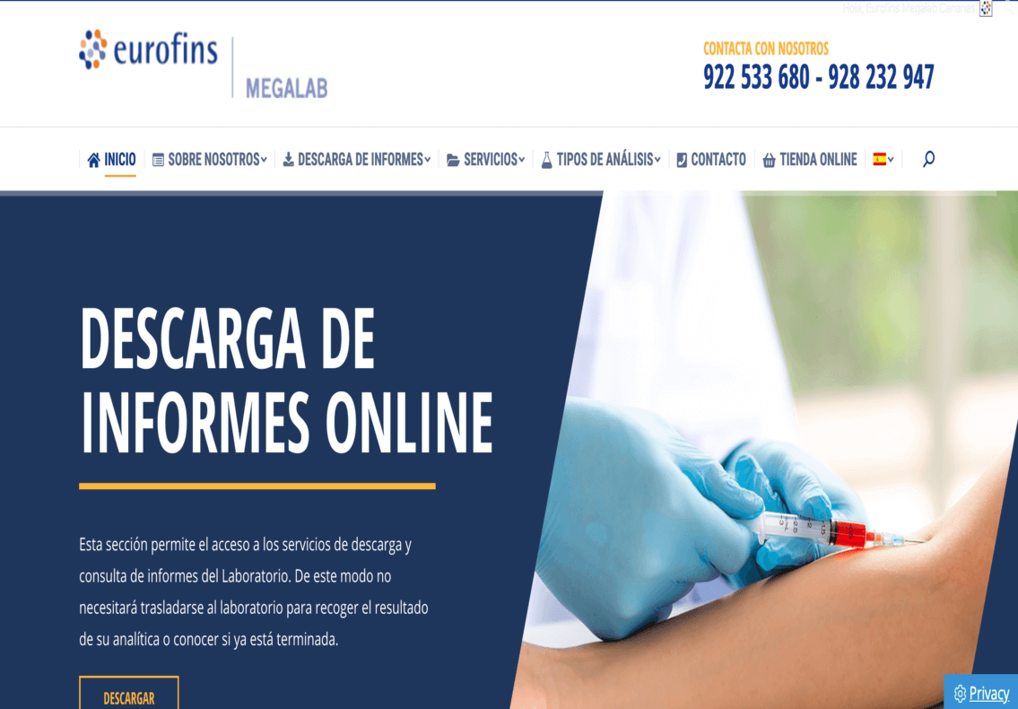 Descarga informes online de Eurofins Megalab en Canarias